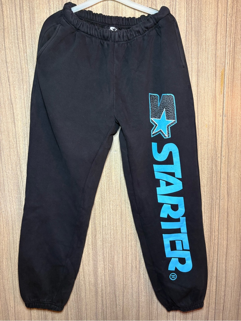 Starter Black Joggers with Blue Logo Size Small Oversized fits like Large
